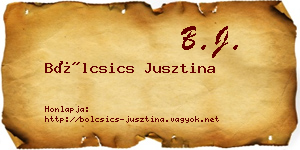 Bölcsics Jusztina névjegykártya